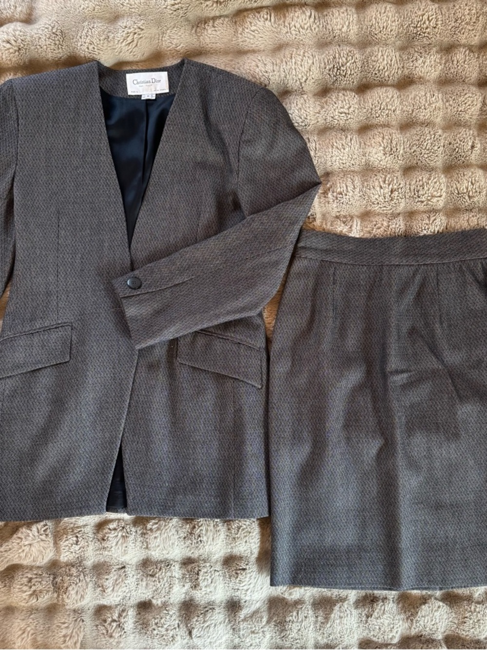 Dior The Suit Women’s Black and White Textured Blazer and Skirt
